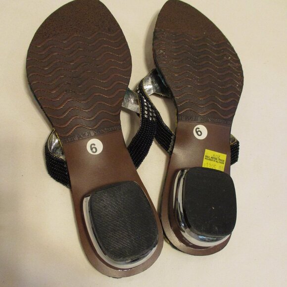 Trendz Woman Size 6 Black Yellow Red Bling Bling Beach Travel Vacation Sandals - Picture 12 of 13